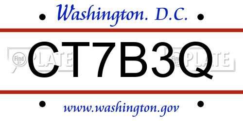 CT7B3Q District Of Columbia License Plate