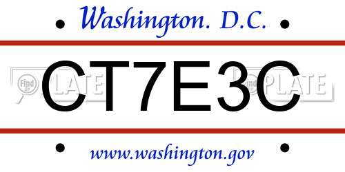 CT7E3C District Of Columbia License Plate
