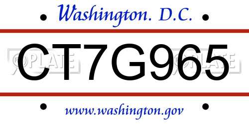 CT7G965 District Of Columbia License Plate