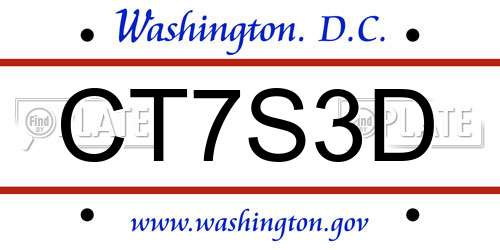 CT7S3D District Of Columbia License Plate