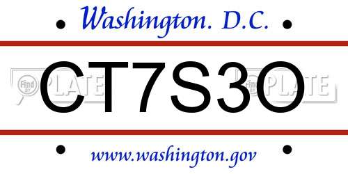 CT7S3O District Of Columbia License Plate