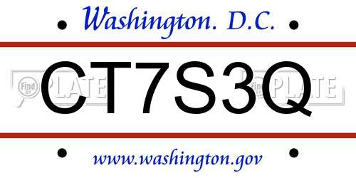 CT7S3Q District Of Columbia License Plate