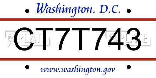 CT7T743 District Of Columbia License Plate