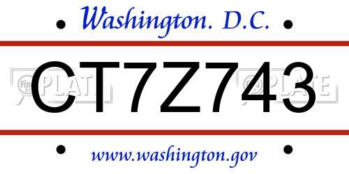 CT7Z743 District Of Columbia License Plate