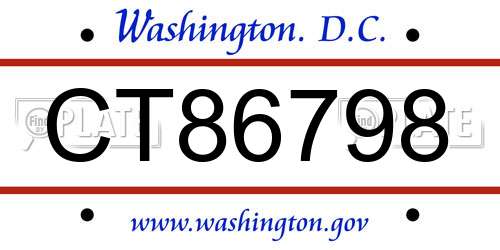 CT86798 District Of Columbia License Plate