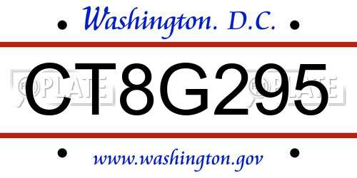CT8G295 District Of Columbia License Plate