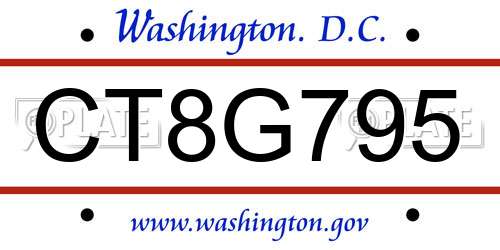 CT8G795 District Of Columbia License Plate