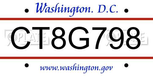 CT8G798 District Of Columbia License Plate