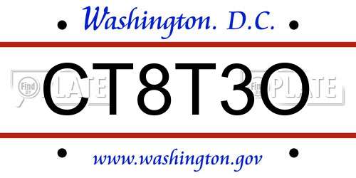 CT8T3O District Of Columbia License Plate