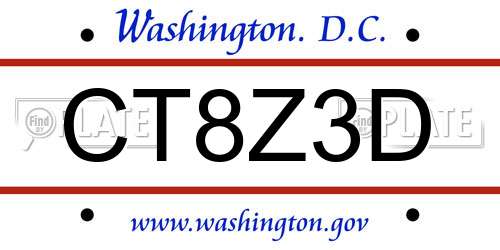 CT8Z3D District Of Columbia License Plate