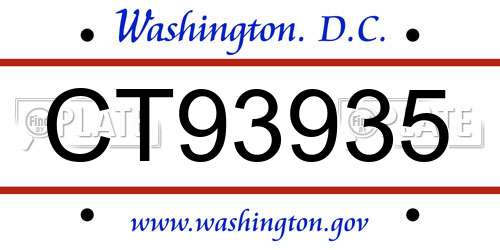 CT93935 District Of Columbia License Plate