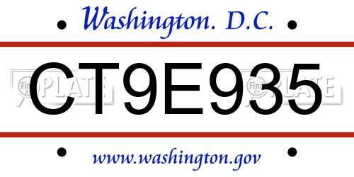 CT9E935 District Of Columbia License Plate