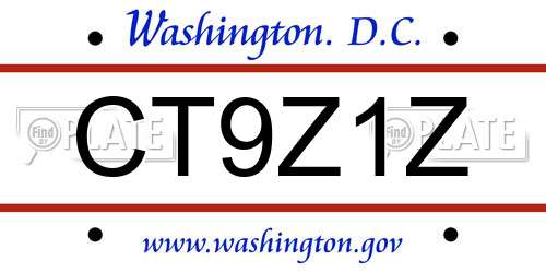 CT9Z1Z District Of Columbia License Plate