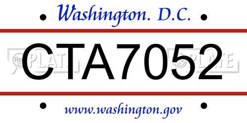 CTA7052 District Of Columbia License Plate
