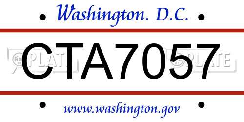 CTA7057 District Of Columbia License Plate