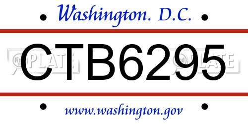 CTB6295 District Of Columbia License Plate