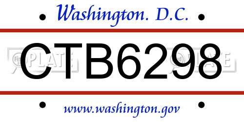 CTB6298 District Of Columbia License Plate