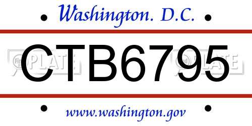 CTB6795 District Of Columbia License Plate