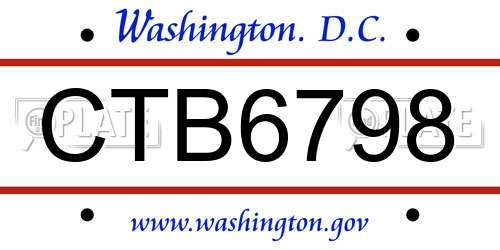 CTB6798 District Of Columbia License Plate