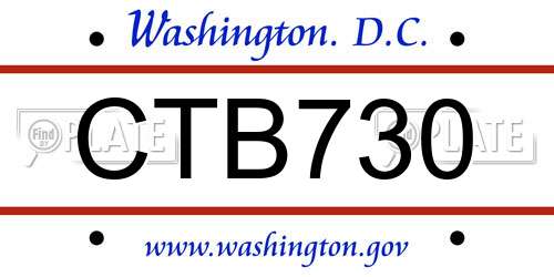 CTB730 District Of Columbia License Plate