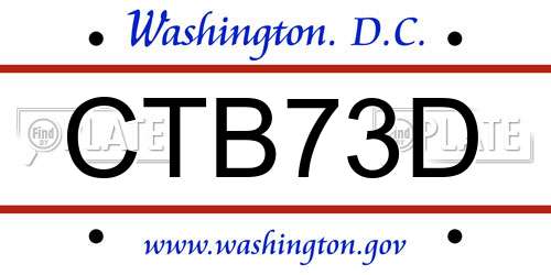 CTB73D District Of Columbia License Plate