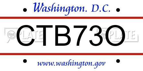 CTB73O District Of Columbia License Plate