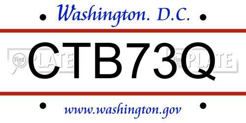 CTB73Q District Of Columbia License Plate