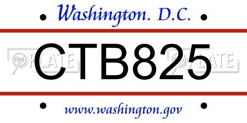 CTB825 District Of Columbia License Plate