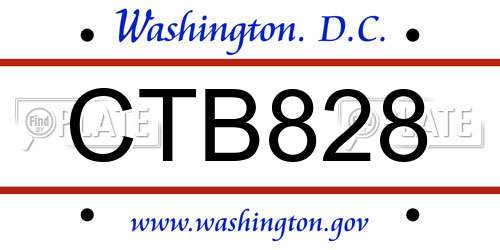 CTB828 District Of Columbia License Plate
