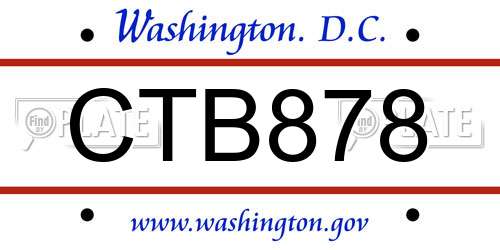 CTB878 District Of Columbia License Plate