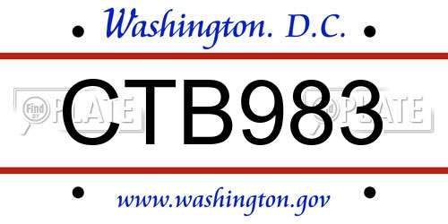 CTB983 District Of Columbia License Plate