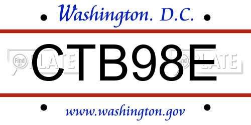 CTB98E District Of Columbia License Plate
