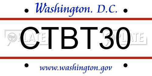 CTBT30 District Of Columbia License Plate