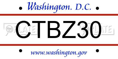 CTBZ30 District Of Columbia License Plate