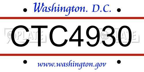 CTC4930 District Of Columbia License Plate
