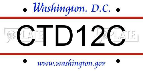 CTD12C District Of Columbia License Plate
