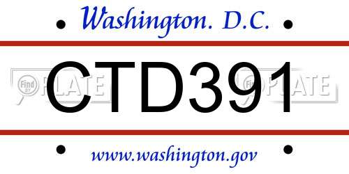 CTD391 District Of Columbia License Plate
