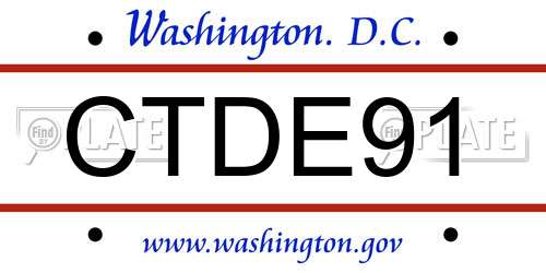 CTDE91 District Of Columbia License Plate