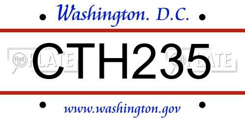 CTH235 District Of Columbia License Plate