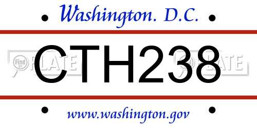 CTH238 District Of Columbia License Plate