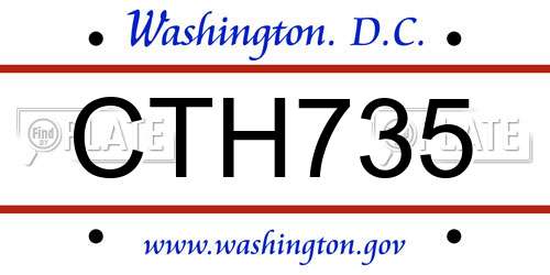 CTH735 District Of Columbia License Plate