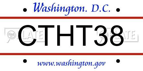 CTHT38 District Of Columbia License Plate