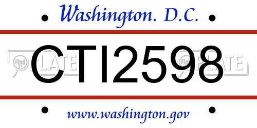 CTI2598 District Of Columbia License Plate