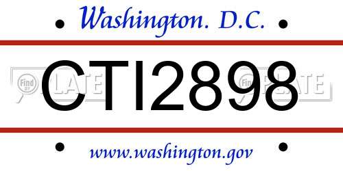 CTI2898 District Of Columbia License Plate