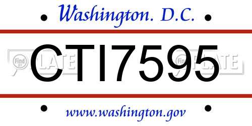 CTI7595 District Of Columbia License Plate