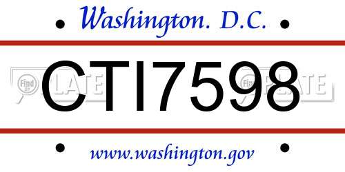 CTI7598 District Of Columbia License Plate