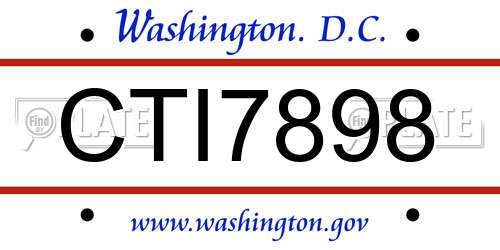 CTI7898 District Of Columbia License Plate