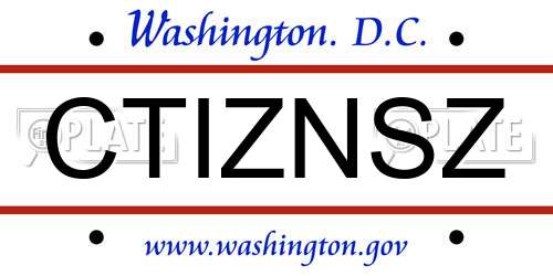 CTIZNSZ District Of Columbia License Plate