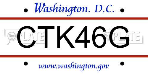 CTK46G District Of Columbia License Plate