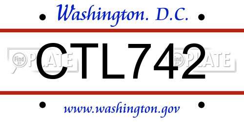 CTL742 District Of Columbia License Plate